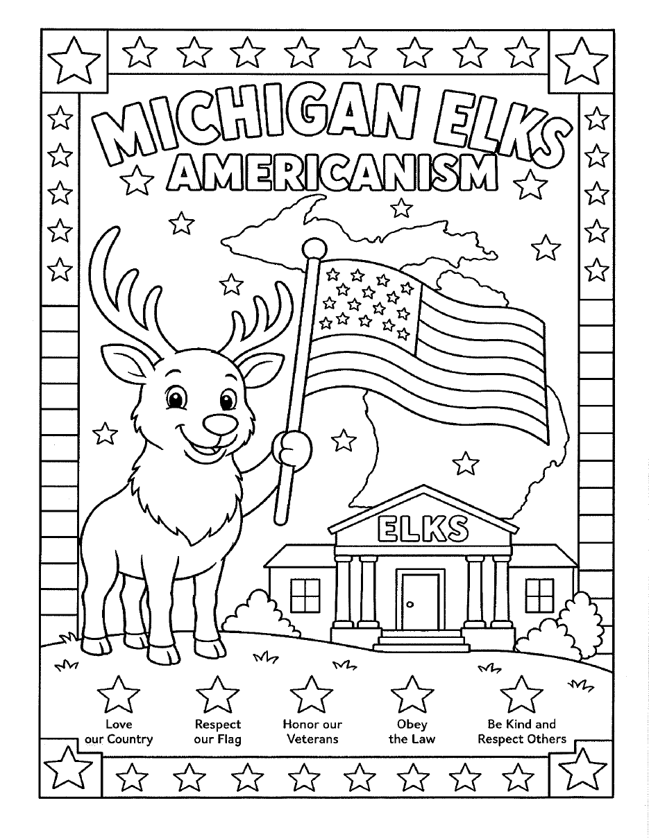 Michigan Elks Americanism coloring contest page